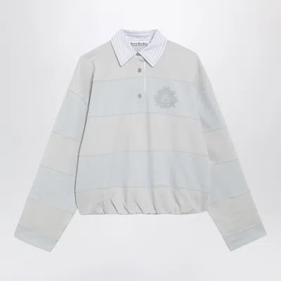 Acne Studios Light Blue/gray Striped Polo Sweatshirt