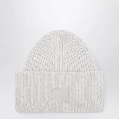 Acne Studios Gray Large Face Logo Beanie In X92 Light Grey Melan