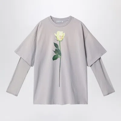 ACNE STUDIOS ACNE STUDIOS LIGHT GREY LAYERED STRUCTURE T-SHIRT