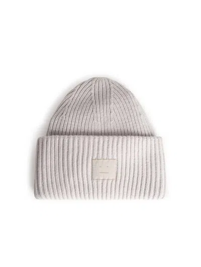 Acne Studios Light Grey Wool Blend Beanie In Pink