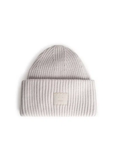 Acne Studios Light Grey Wool Blend Beanie Men In White