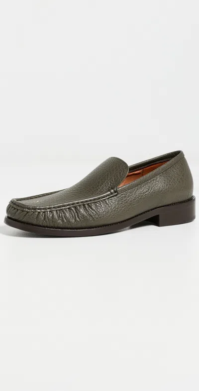 Acne Studios Light Leather Loafers Khaki Green