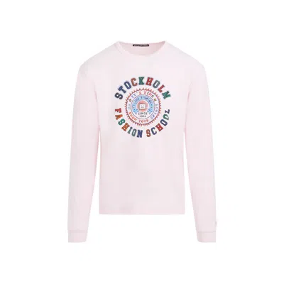 Acne Studios Pink Printed Long Sleeve T-shirt In White