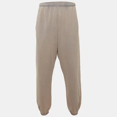 Pre-owned Acne Studios Light Taupe Cotton Jersey Washed Fleece Sweatpants L In Gray