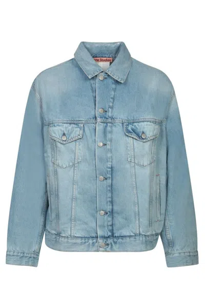 Acne Studios Light Wash Denim Jacket With Button-up Front In Blue