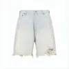 Acne Studios Light-washed Denim Shorts With Distressed Hem In Blue