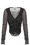 Acne Studios Hook-fastening Ruched Blouse In Anthracite Grey