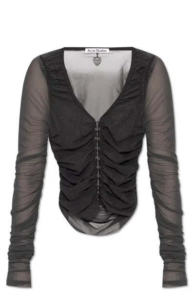 Acne Studios Hook-fastening Ruched Blouse In Black