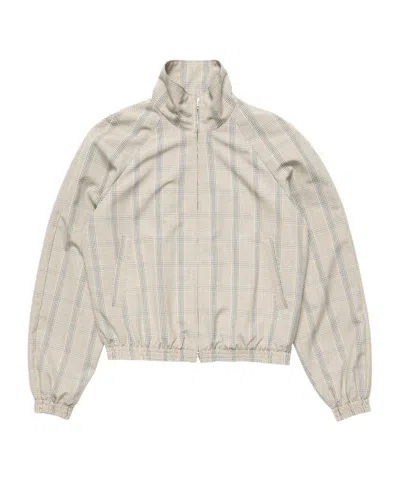Acne Studios Checked Crewneck Jacket High Collar Cuffs In White