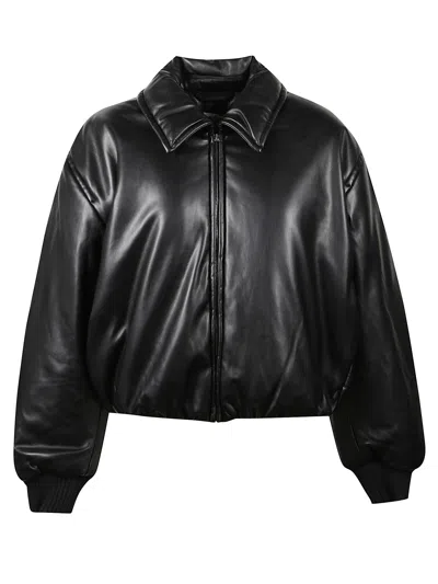 Acne Studios Women Bomber Jacket Crafted From Faux Leather In Black