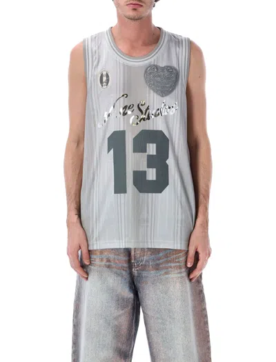 Acne Studios Lightweight Silver Graphic Tank In Multi