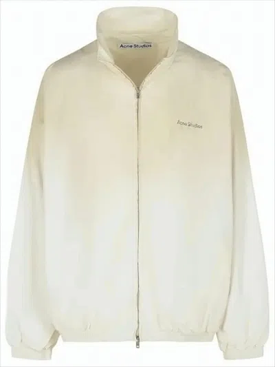 Acne Studios Lightweight Zip-up Jacket With Stand Collar In Neutral