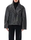 Acne Studios Sanded Leather Biker Jacket In Black
