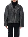 Acne Studios Sanded Leather Biker Jacket In Black