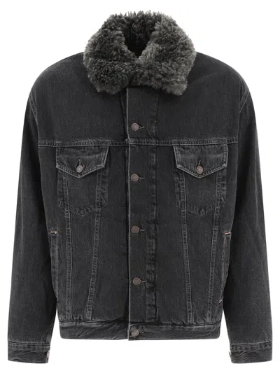 ACNE STUDIOS ACNE STUDIOS LINED DENIM JACKET WITH FAUX-FUR COLLAR