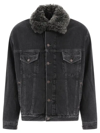 ACNE STUDIOS ACNE STUDIOS LINED DENIM JACKET WITH FAUX-FUR COLLAR