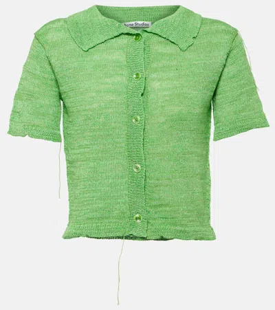 Acne Studios Linen-blend Cardigan In Green