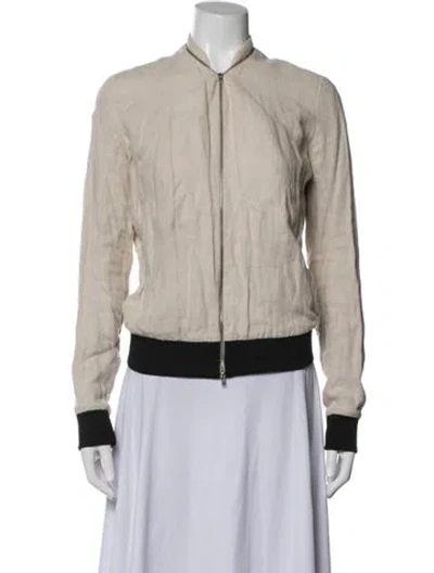 Pre-owned Acne Studios Linen Bomber Jacket In Neutrals