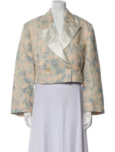 Pre-owned Acne Studios Linen Floral Print Evening Jacket W/ Tags In Neutral