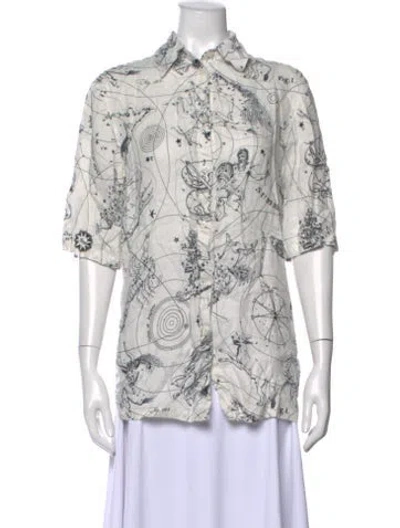 Pre-owned Acne Studios Linen Graphic Print Button-up Top In Multi
