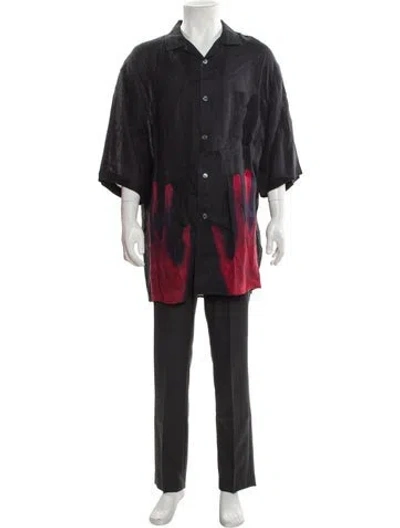 Pre-owned Acne Studios Linen Graphic Print Shirt In Black