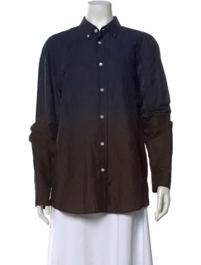 Pre-owned Acne Studios Linen Long Sleeve Button-up Top In Blue