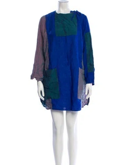 Pre-owned Acne Studios Linen Mini Dress In Blue