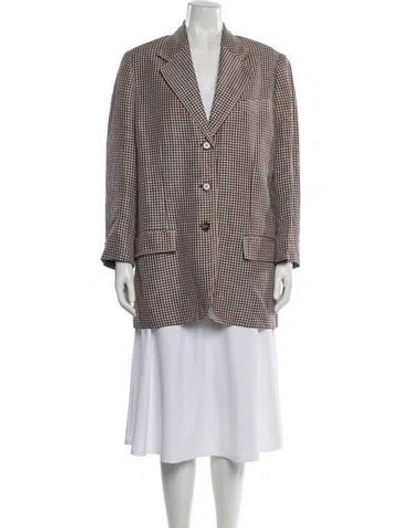 Pre-owned Acne Studios Linen Plaid Print Blazer In Brown