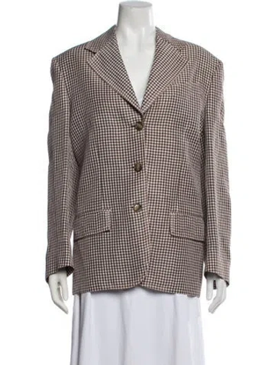 Pre-owned Acne Studios Linen Plaid Print Blazer In Brown