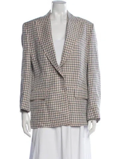 Pre-owned Acne Studios Linen Plaid Print Blazer In Multicolor