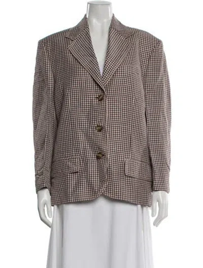 Pre-owned Acne Studios Linen Plaid Print Blazer W/ Tags In Brown