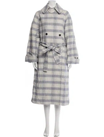 Pre-owned Acne Studios Linen Plaid Print Coat In Multicolor