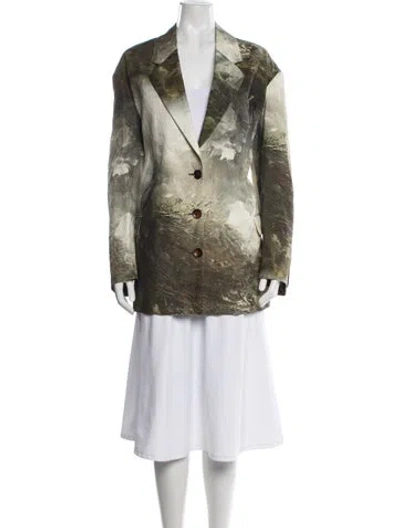 Pre-owned Acne Studios Linen Printed Blazer In Green
