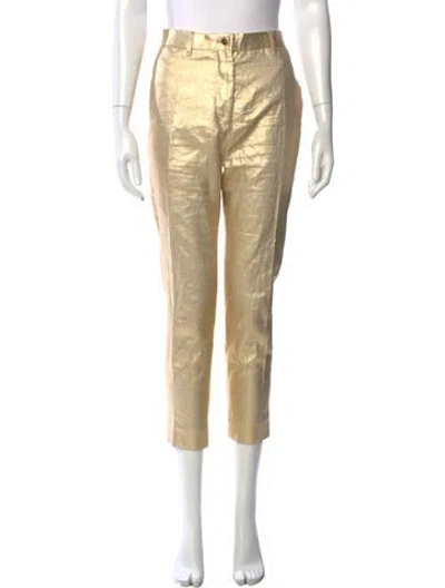 Pre-owned Acne Studios Linen Straight Leg Pants In Gold/metallic