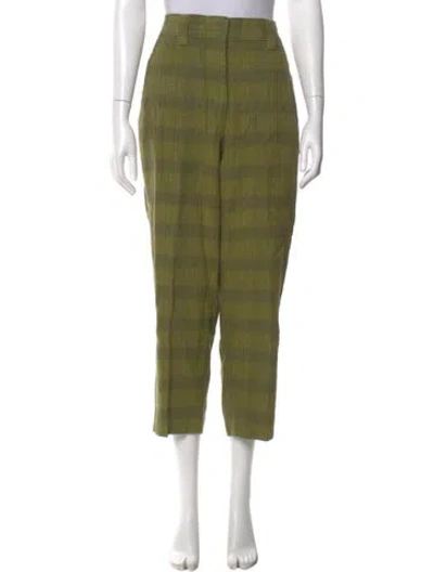 Pre-owned Acne Studios Linen Straight Leg Pants In Green
