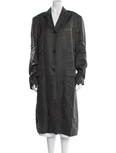 Pre-owned Acne Studios Linen Striped Coat In Grey