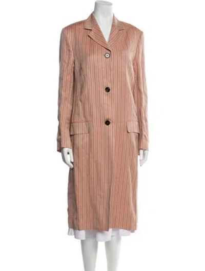 Pre-owned Acne Studios Linen Striped Trench Coat In Pink