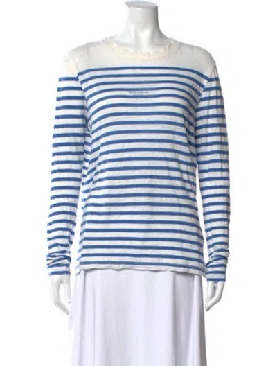 Pre-owned Acne Studios Linen Striped T-shirt In Blue/white