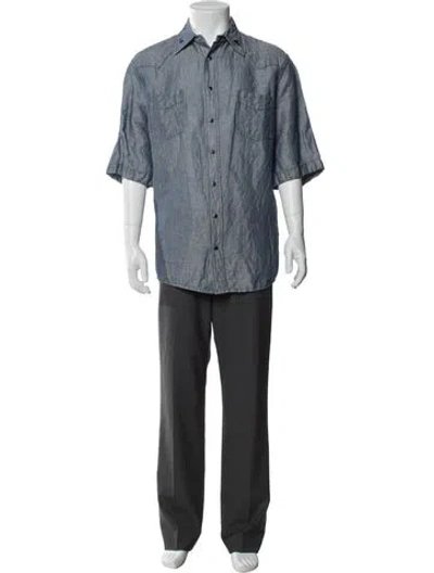 Pre-owned Acne Studios Linen Three-quarter Sleeve Denim Shirt In Blue