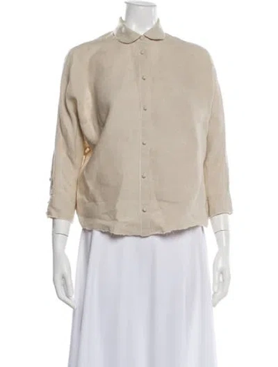 Pre-owned Acne Studios Linen Three-quarter Sleeve Top In Neutral