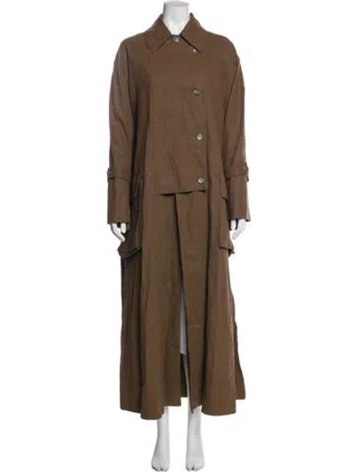Pre-owned Acne Studios Linen Trench Coat In Brown
