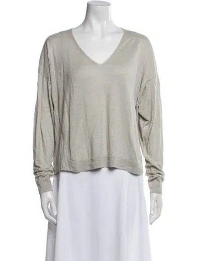 Pre-owned Acne Studios Linen V-neck Sweater In Gray