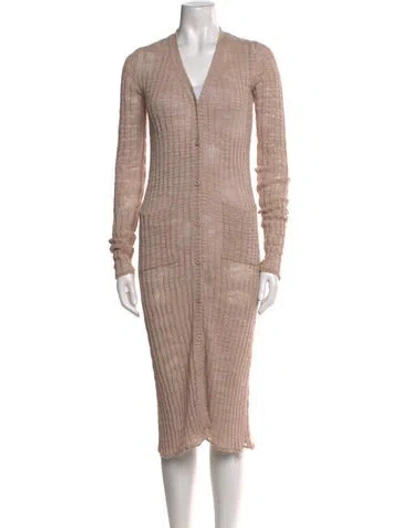 Pre-owned Acne Studios Linen V-neck Sweater In Neutral