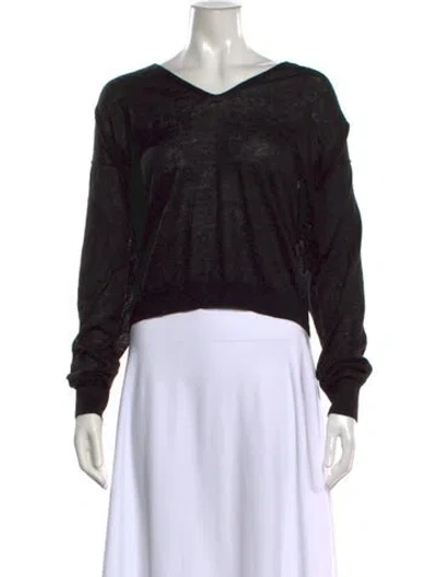 Pre-owned Acne Studios Linen V-neck Top In Black