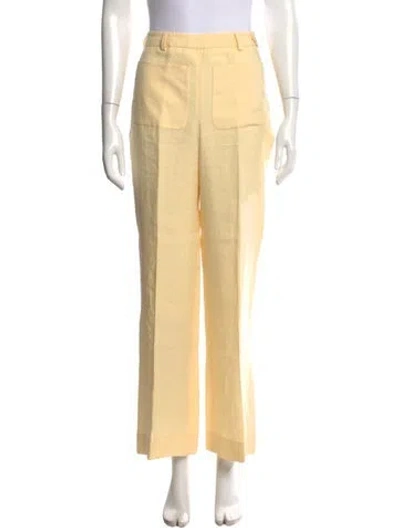 Pre-owned Acne Studios Linen Wide Leg Pants In Yellow