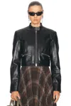 Acne Studios Black Quilted Shoulders Leather Biker Jacket In Black