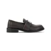 Acne Studios Brushed Nylon Loafers Silver Detail In Brown