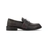 Acne Studios Brushed Nylon Loafers Silver Detail In Brown