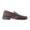 Acne Studios Logo-print Burnished-leather Loafers In Brown