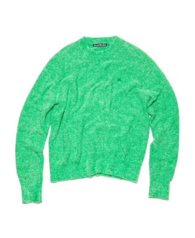 Acne Studios Logo-appliqué Mélange Sweatshirt In Green